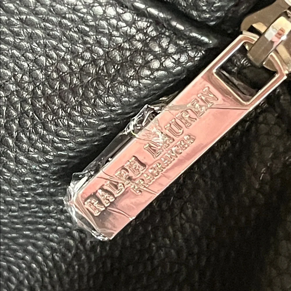 Ralph Lauren Faux Leather Large Black Duffle Bag With Bag Tag-NWT